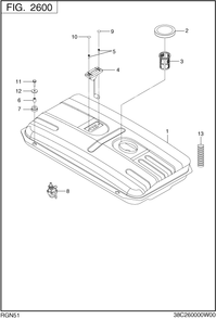 Fuel Lubricant Diagram and Parts List for RGN51026000 RGN5100 Subaru Generator