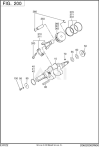 200 Crankshaft Diagram and Parts List for EH722DS5171  Subaru Engine
