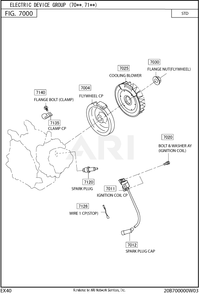 700 Electric Device Diagram and Parts List for EX400DE5220  Subaru Engine