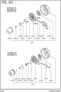 Cooling,starting Diagram and Parts List for EY280DC0510 EY280 Subaru Engine