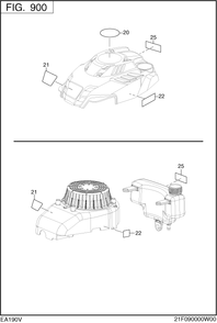Accessories Label Diagram and Parts List for EA190V53010 EA190 Subaru Engine