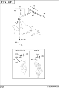 Governor Operation Diagram and Parts List for EX210DS2182 EX210 Subaru Engine