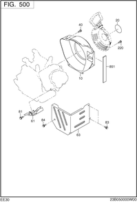 Cooling Starting Diagram and Parts List for EE300DSM910 EE300 Subaru Engine