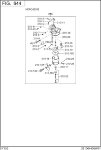 Fuel Lubricant Diagram and Parts List for EY153DKC630 EY153 Subaru Engine