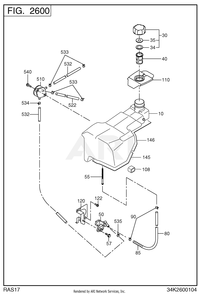 2600 Fuel And Lubricant Diagram and Parts List for RAS17023095  Subaru Generator