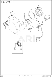 700 Electric Device Diagram and Parts List for EX270D50164  Subaru Engine