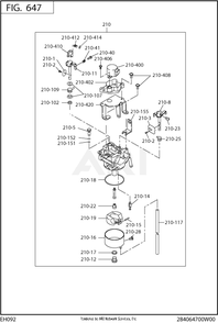 647 Fuel And Lubricant Diagram and Parts List for RAS17023095  Subaru Generator