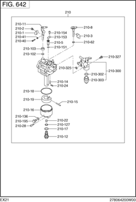 Fuel Lubricant Diagram and Parts List for EX210K80022 EX210 Subaru Engine