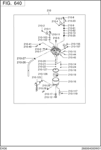 Fuel Lubricant Diagram and Parts List for EH360D61011 EH360 Subaru Engine