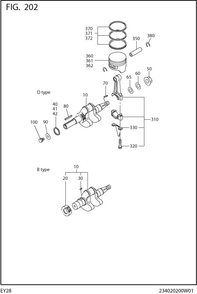 Crankshaft,piston Diagram and Parts List for EY280DC0510 EY280 Subaru Engine