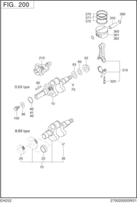 Crankshaft,piston Diagram and Parts List for EH252B02021 EH252 Subaru Engine