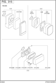 Intake Exhaust Diagram and Parts List for EH252B02021 EH252 Subaru Engine