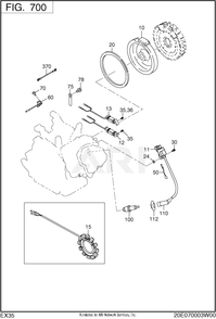 700 Electric Device Diagram and Parts List for RLE65053000  Subaru Generator