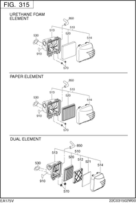 Intake Exhaust Diagram and Parts List for EA175V73060 EA175 Subaru Engine