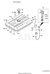 2600 Fuel Tank Diagram and Parts List for RGV12K63141  Subaru Generator
