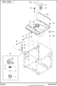 2600 Fuel And Lubricant Diagram and Parts List for RAS28023010  Subaru Generator
