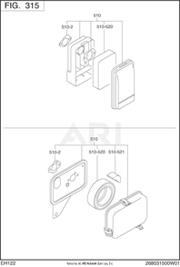 315 Intake And Exhaust Diagram and Parts List for EH122D46550  Subaru Engine
