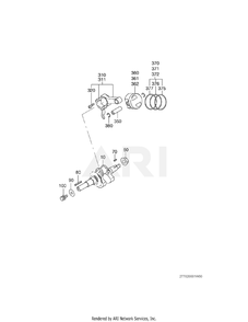 200 Crankshaft Diagram and Parts List for EX170DM2471  Subaru Engine