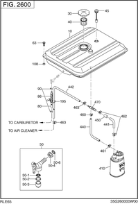 Fuel Tank Diagram and Parts List for RLE65053500 RGX6500E Subaru Generator