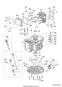 100 Crankcase Diagram and Parts List for EA190V50160  Subaru Engine