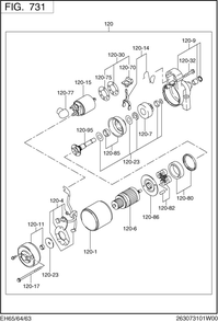 Electric Device Group Diagram and Parts List for EH650DA2542 EH650 Subaru Engine