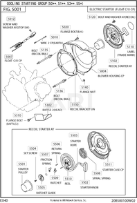 500 Cooling And Starting Diagram and Parts List for EX400SE5021  Subaru Engine