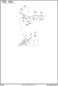 200 Crankshaft Diagram and Parts List for EX300D520X2  Subaru Engine