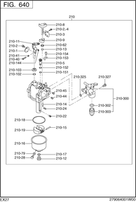 Fuel Lubricant Diagram and Parts List for EX270D10240 EX270 Subaru Engine