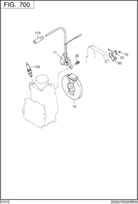 Electric Device Diagram and Parts List for EH100F47013 EH100 Subaru Engine