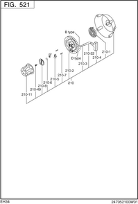 Cooling,starting Diagram and Parts List for EH340B70310 EH340 Subaru Engine
