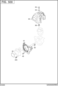 Cooling,starting Diagram and Parts List for EC025GR5108 EC025 Subaru Engine