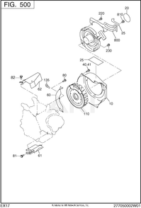 500 Cooling And Starting Diagram and Parts List for 170DT1300  Subaru Engine