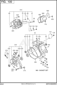 100 Crankcase Diagram and Parts List for EH410YD1004  Subaru Engine