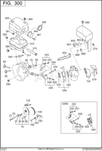 300 Intake And Exhaust Diagram and Parts List for EX210DST030  Subaru Engine