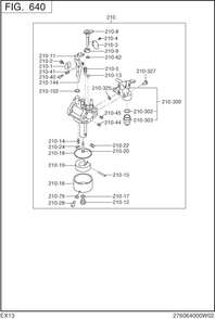 Fuel Lubricant Diagram and Parts List for EX130D40036 EX130 Subaru Engine
