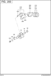 Crankshaft,piston Diagram and Parts List for EX130D40036 EX130 Subaru Engine
