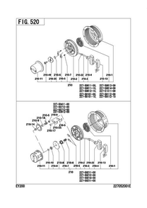 Cooling,starting Group Diagram and Parts List for EY200BC0500 EY200 Subaru Engine