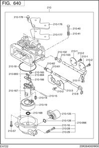 Fuel Lubricant Group Diagram and Parts List for EH722DS0100 EH722 Subaru Engine