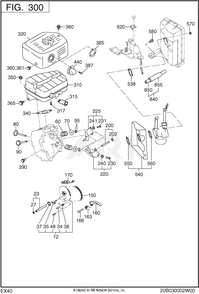 300 Intake And Exhaust Diagram and Parts List for EX400DM5030  Subaru Engine
