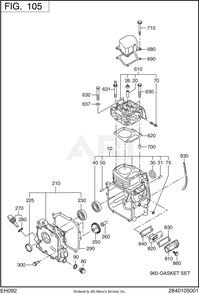 100 Crankcase Diagram and Parts List for RGS17023080  Subaru Generator