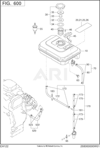 600 Fuel And Lubricant Diagram and Parts List for EH122D46550  Subaru Engine