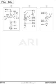 630 Fuel And Lubricant Diagram and Parts List for EH172YR0003  Subaru Engine