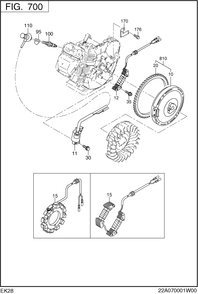 Electric Device Group Diagram and Parts List for EK280B00000 EK280 Subaru Engine