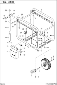 Pipe Frame Diagram and Parts List for RGH75052500 RGH7500 Subaru Generator