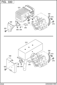 Intake,exhaust Group Diagram and Parts List for EK280B00000 EK280 Subaru Engine