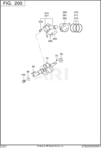 200 Crankshaft Diagram and Parts List for EX210D50036  Subaru Engine