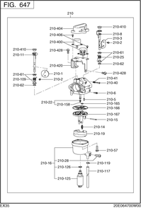Fuel Lubricant Diagram and Parts List for EX350DS2210 EX350 Subaru Engine