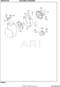 500 Cooling And Starting Diagram and Parts List for EH092F47060  Subaru Engine