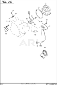 700 Electric Device Diagram and Parts List for EX170D70200  Subaru Engine