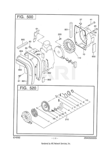 500 Cooling And Starting Diagram and Parts List for RAS17017010  Subaru Generator